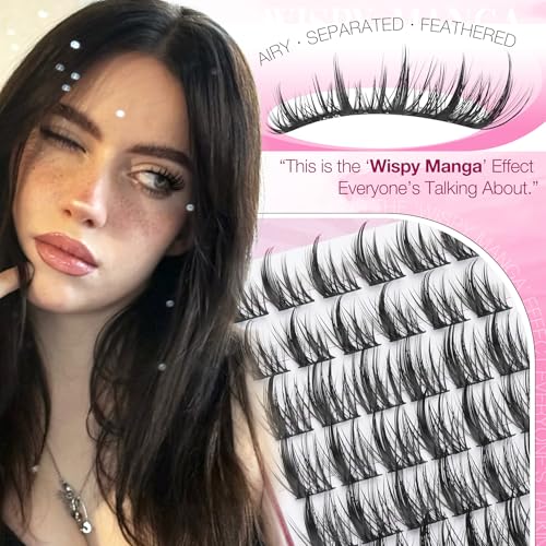 Natural Lash Clusters Spiky Eyelash Extensions Wispy Individual Lashes Manga Eyelash Individuals 120 Pcs CC-Curly Cluster Eyelash Extensions 10-16MM Mixed DIY Lash Extensions by Mavphnee