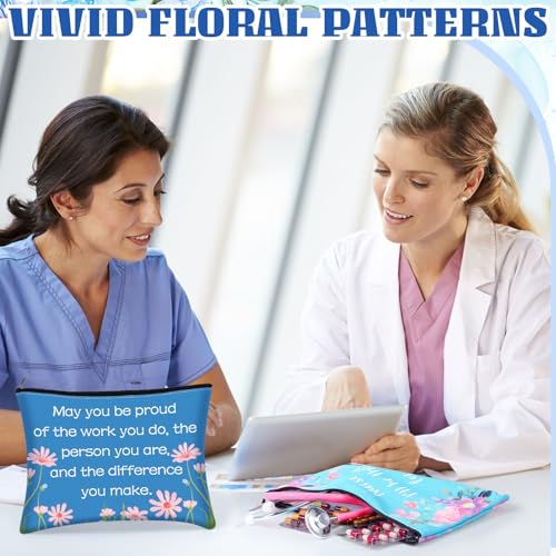 Photect 12 Pcs Nurse Cosmetic Bag Nurse Survival Kit Makeup Canvas Bags Nursing Zipper Pouch Nursing Practitioner Gift for Nurses Appreciation Week Graduation Retirement Thank You Gifts Supplies