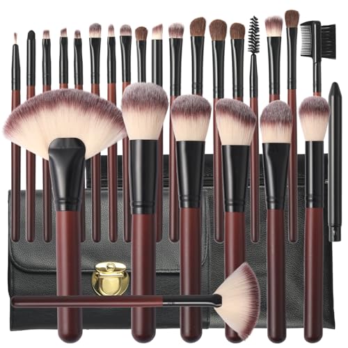 Makeup Brushes Set 26-Piece Makeup Brushes Premium Synthetic Foundation Powder Concealer Blush Eyeshadow Contour Professional Makeup Brush Set with 2 Brush Bags (Makeup brush set with bags)