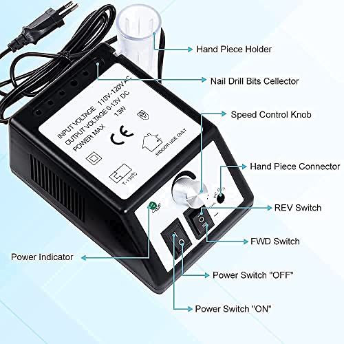 Professional Nail Drill Machine, Electronic Nail File Drills for Acrylic Nails Gel, 1000 Pcs Gel Nail Polish Remover, Lint Free Nail Wipes Cotton