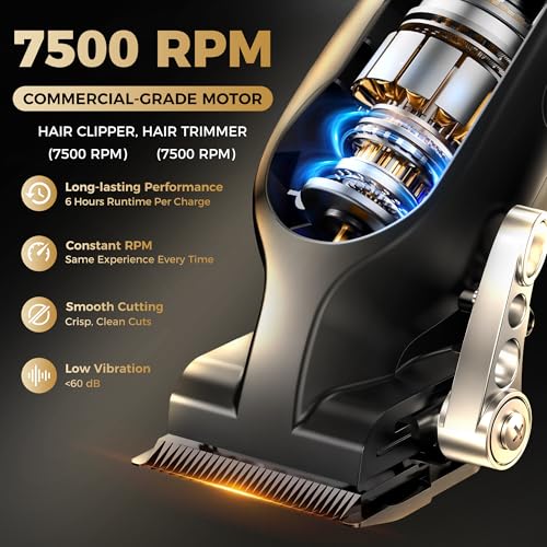 Hair Clippers for Men Professional, Barber Clippers and Trimmers Set, Cordless Hair Clippers, Hair Cutting Kit, Barber Kit, Haircut Kit, Maquina para Cortar Pelo De Hombre (Black)