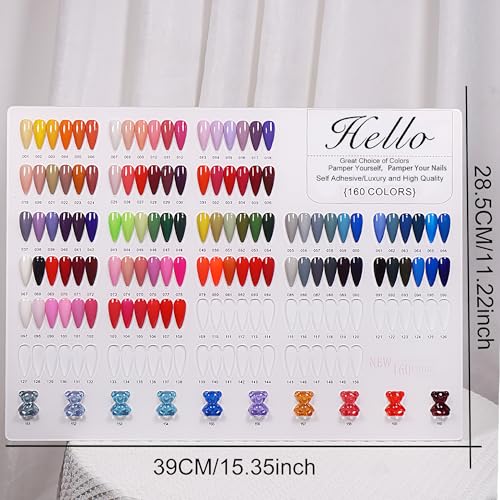 Acycoin2A Acrylic Nail Polish Color Display Board Book Nail Design Chart with 2 Styles Nail Tips Card Board Salon Showing Shelf (160 Colors)