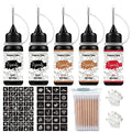 Temporary Tattoos Kits, wumawu Semi Permanent Tattoos, DIY Fake Freckles Temporary Tattoos for Women Men Kids Party,Summer Trend hand Ink with 78 Pcs Tattoo Stencils,Jagua Gel - Full Kit 5 Bottles