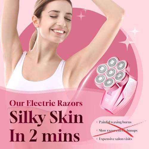 Electric Razors for Women Legs: 120 min Long Time Use Rechargeable Electric Shaver for Women - Waterproof Wet & Dry Hair Remover - Trimmer for Lady Face Public