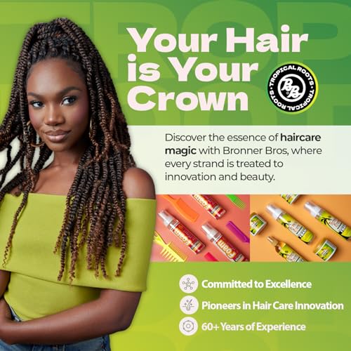 Bronner Bros Tropical Roots Moisturizing Sculpting Foam - With Vitamin E & B5, Guava & Pomegranate Extracts - Hydrating, Nourishing, Long-Lasting Hold & Definition, No Flaking or Build-Up - 8.5oz