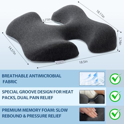 Breast Pillow for Massage, Women's Massage Bolster Face Down Pillow for Sleeping with Non-Slip Bottom, Home Head Cushion and Chest Cushion for SPA-Dark Gray