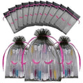 Jexila 100 Pack Lash Bags for Clients Eyelash Aftercare Black Mesh Bags Drawstring 5''X7'' Small Cosmetic Makeup Beauty Gift Bag for Women Supplies (5 x 7 Inch, Black Plus Rose)