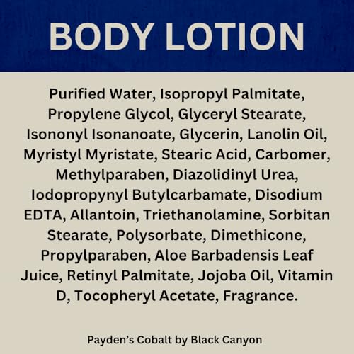 Payden's Cobalt Cedar & Leather For Men Scented Luxury Body Lotion with Lanolin and Jojoba Oil, 12 Oz
