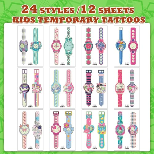 Luminous Watch Tattoos for Kids, 24PCS Kids Unicorn Glow Tattoo, Boys and Girls Glow Tattoo Stickers, Waterproof Glow Tattoo Stickers, Kids Party Favours, Birthday Party Favors Goodie Bag Fillers