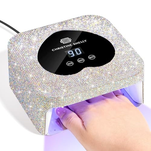 UV Nail Lamp, CHRISTINE SHELLY UV Light for Gel Nails, 48W Plug-in Mini Diamond Nail Lamp Nail Dryer with Touch Control Auto Sensor and 3 Timer Settings Nail Light Curing Lamp, Home