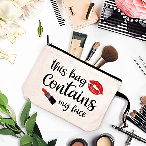 ZHANTUONE This Bag Contains My Face Funny Cosmetic Bag, for Travel Toiletry Zipper Storage Pouch Makeup Bag, Birthday Gifts for Girls Women Friends Sister Female Coworker Bestie Friends