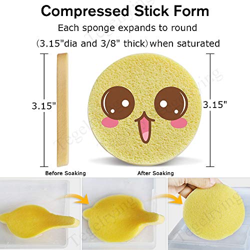 Facial Sponges Compressed,360 Pieces Makeup Remover PVA Professional Round Face Wash Sponges Spa Pads for Women Exfoliating Cleansing,Yellow