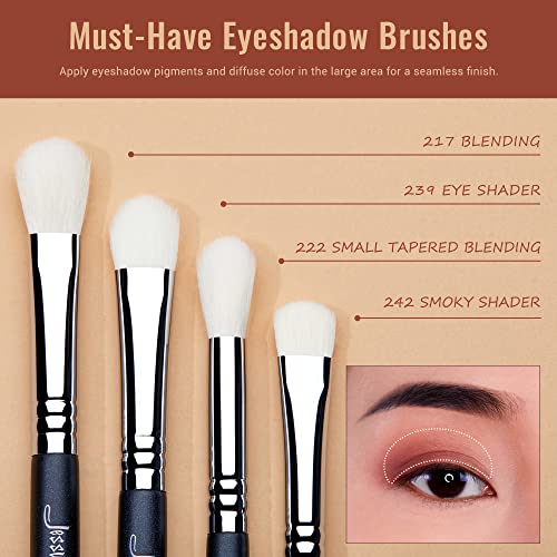 Jessup Eyeshadow Brushes T340 with Foundation Brush+ Makeup Sponge T881