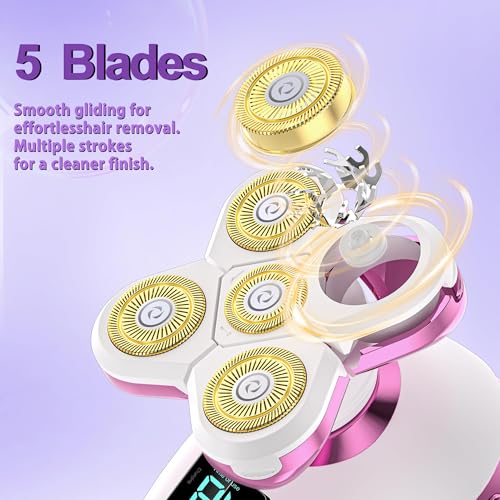 Electric Razors for Women Legs-5D Magnetic Detachable Head Flawless Razor-IPX7 Waterproof Wet Dry Cordless Trimmer-USB Rechargeable Travel Kit