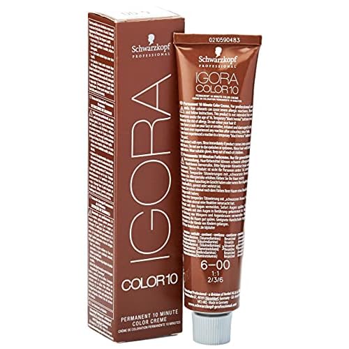 Schwarzkopf Professional Igora Color10 6-00 60ml Brown Permanent Hair Color Cream, Cruelty Free, Ammonia Free