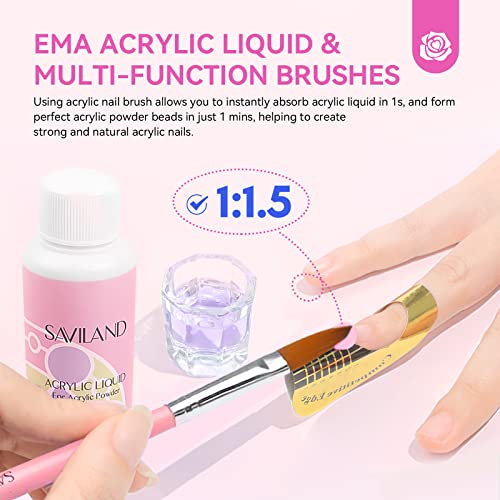 SAVILAND Acrylic Nail Kit for Beginners: Professional Nail Kit Acrylic Set with Everything Nail Drill Acrylic Powder Monomer Liquid Gel Nail Polish U V Nail Light Christmas Gift Home Extension
