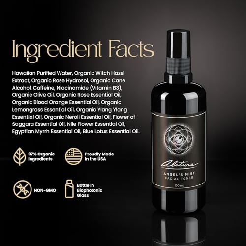 Alitura Angel's Mist Facial Toner ? Hydrating & Revitalizing Face Spray with 97% Organic Ingredients ? Refreshes, Tightens & Balances for All Skin Types ? 100ml