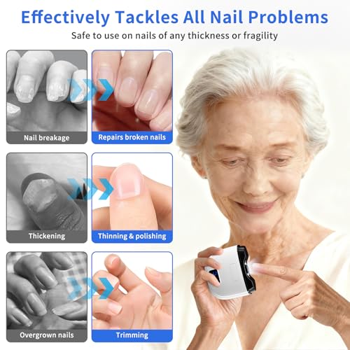 3-in-1 Electric Nail Clipper & Electric Nail File for Thick & Fragile Nails with Display, 3 Speeds, LED Light & Storage, Rechargeable Electric Nail Clippers for Seniors,Adults & Kids, Fingers & Toes