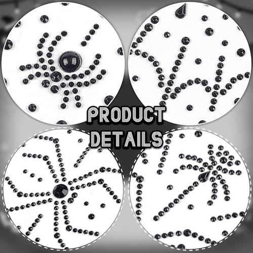Halloween Face Gems 2Pcs Black Spider Face Jewels Spider Web Rhinestone Tattoo Stickers Self Adhesive Crystal Temporary Tattoos Stickers for Halloween Cosplay Makeup Festival Rave Party