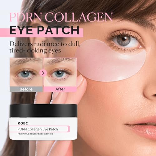 Collagen Eye Patch 30 Pairs, Under Eye Patches with PDRN, Collagen & Niacinamide, for Puffy Eyes Dark Circles and Fine Lines Smoothing Skin Treatment