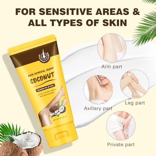 Hair Removal Cream for Women, Sensitive Depilatory Creams for Bikini, Private Areas, Pubic, Body, Legs, and Underarms, Painless Flawless Depilatory Cream