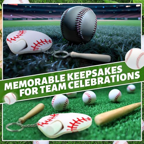 20 Pcs Baseball Team Gifts Natural Bulk Lip Balm Holder with Baseball Bat Large Hangable Keychain Set Keychains Set Gift for Team Youth Party Supplies Sports Tote Bag Cool Wallet Accessories