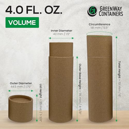GreenWay 4oz / 115g Small Kraft Paper Shaker Tubes with Sifters & Lids - 10 Pack Biodegradable Containers for Powdered Cosmetics - Fully Compostable Spice Sifting Tubes ? White