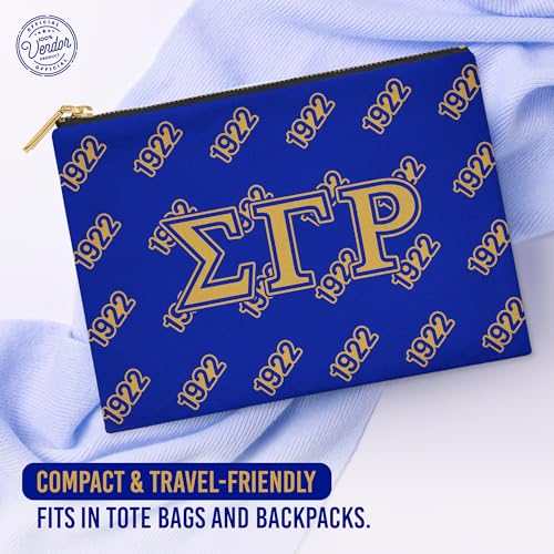 Sigma Gamma Rho Sorority Paraphernalia - Greek Letters - Flat Makeup Pouch & Accessory Bag - Greek Letters
