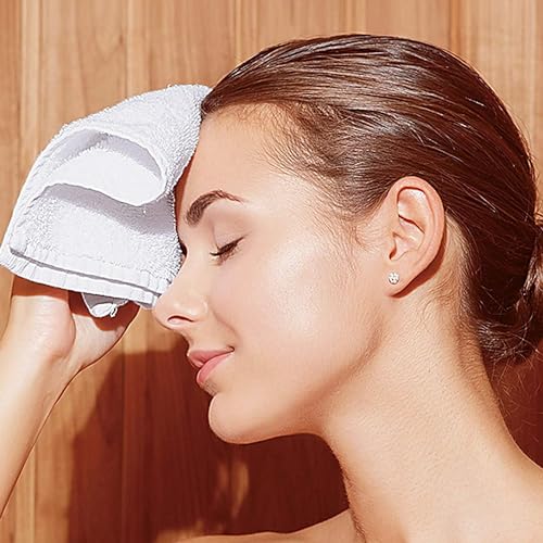 24 Pack Cotton Washcloths Set - 100% Ring Spun Cotton, Premium Quality Flannel Face Cloths, Highly Absorbent and Soft Feel Fingertip Towels (White)