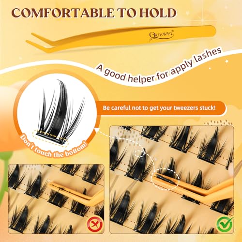 QUEWEL Self Adhesive Lash Clusters Kit, Pre Glued Eyelashes Clusters, 10-16MM Strong Hold Self Adhesive Eyelashes,D Curl Press On Lashes No Glue Needed DIY Lash Extensions Kit at Home(MJ10)