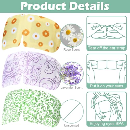 144 Packs Steam Eye Mask Disposable Self Heating Eye Mask for Dry Eyes Spa Warm Sleep for Home Office Travel Eyestrain Relieve