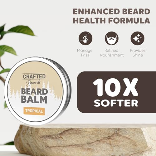 Beard Balm - Tropical Scent - 2oz Tin - Beard Wax - Light Hold - (TR)