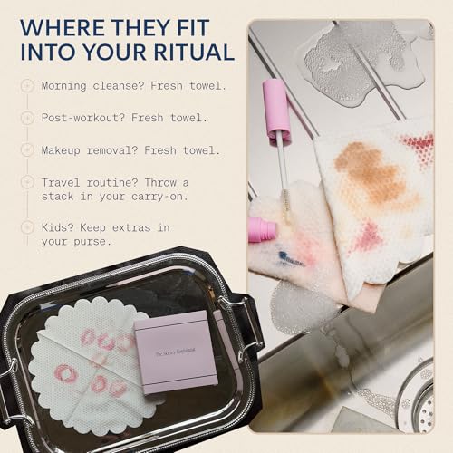 The Skinny Confidential Disposable Face Towels, 50 Count - Silky Soft Gentle Facial Towels for Makeup Removal - 80% Viscose Rayon, 20% Polyester for Sensitive Skin