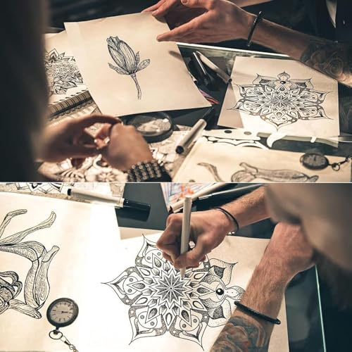 SOTICA 50PCS Tattoo Transfer Paper Tattoo Stencil Paper 4-Layer A4 Size Reusable DIY Transfer Paper for Stencil Printer & Hand Drawing Tattoos Supplies