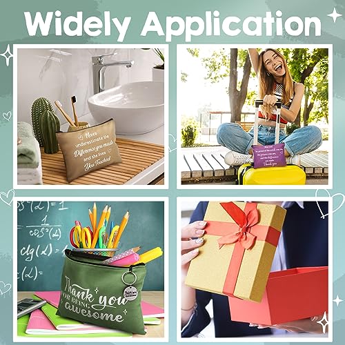 Panelee 48 Pcs Inspirational Gifts Makeup Bags Bulk Cosmetic Bags and Keychains for Women Employee Appreciation Thank You Gift for Employee Coworker Volunteer Friends