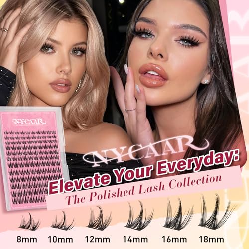 Lash Clusters Natural Look Manga Eyelash Clusters Anime 144pcs D Curl 8-18MIX Spiky Wispy Individual Lashes with Soft Thin Band Lash Extension(NY06,8-18MIX)
