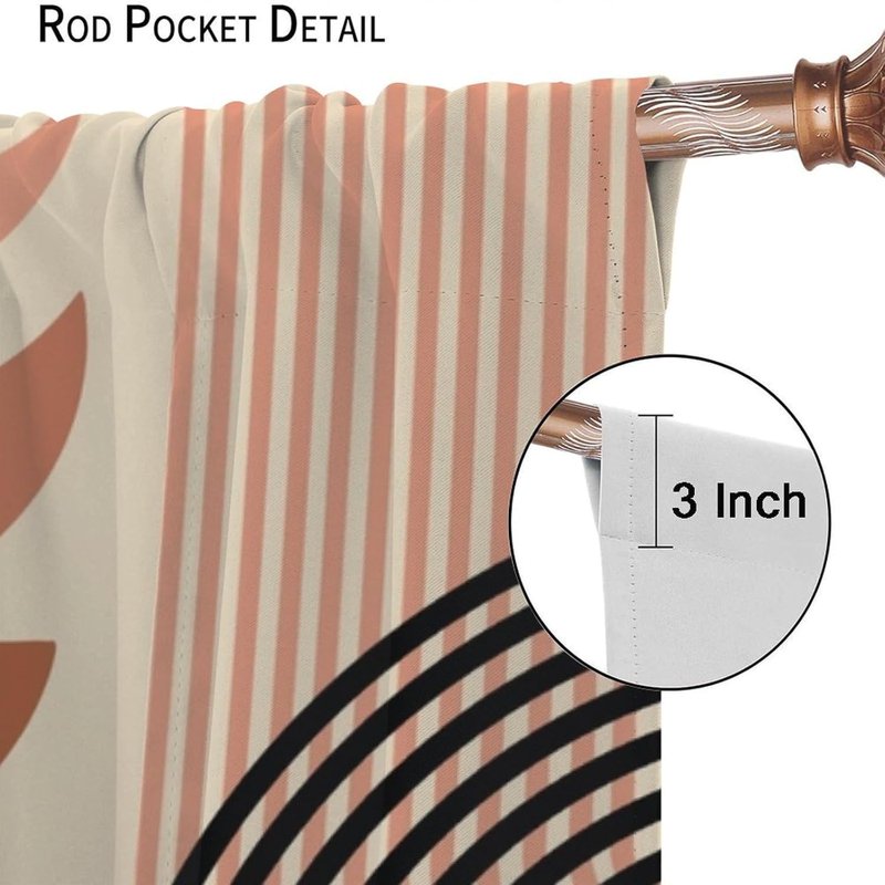 Minimalist Rainbow and Moon Window Curtains - Thermal Insulated 2 Panel Sets