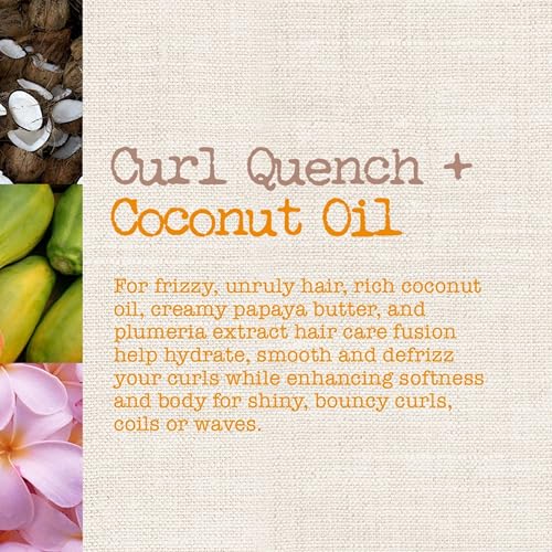 Maui Moisture Curl Quench + Coconut Oil Hydrating Curl Cream Smoothie, Curly Hair Styling Cream with Coconut Oil & Papaya Butter Helps Tame Frizz & Enhance Softness, Silicone Free, 12 oz