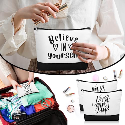 Sanwuta 30pcs International Women's Day Gifts for Women Inspirational Makeup Bags with Zipper Thank You Cosmetic Bags Gift for Coworkers Employee Volunteer (Classic)