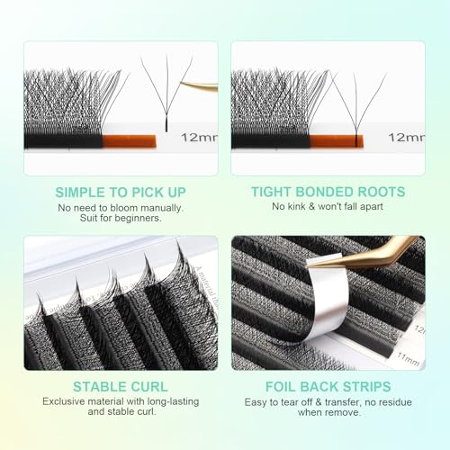 NAGARAKU W Eyelash Extensions High Capacity 54 Rows 3D Volume Premade Fan 0.07mm C Curl 7-15mm Mix Matte Black Easy Fanning yy Eye Lashes Handwoven W Shaped Wispy Cluster Professional Lash Supplies