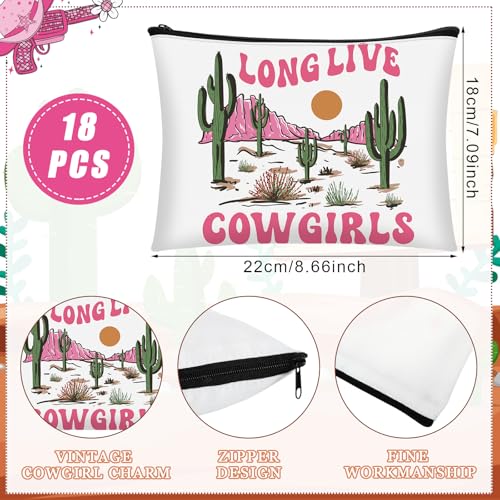 Reginary 18 Pcs Cowgirls Makeup Bag Disco Western Cosmetic Bag with Zippers Cowgirl Gifts Disco Party Favors Pouch for Women Girls Birthday Stuff Supplies