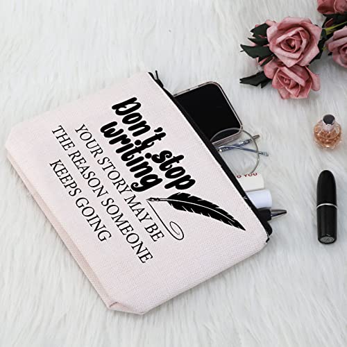 G2TUP Creative Writer Gift Don¡¯t Stop Writing Makeup Bag Future Author Cosmetic Bag Novelist Gift Writer Appreciation Gift Zipper Travel Bag