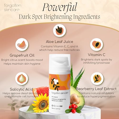 Forgotten Skincare The Original Underarm Brightening Deodorant Cream For Dark Underarms Treatment, Body Odor Eliminator For Women & Men, Ingrown Hair Treatment, Vitamin C & Salicylic Acid