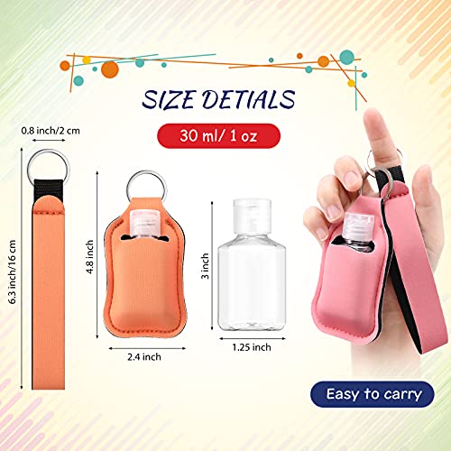 Patelai 54 Pcs Hand Sanitizer Holder Keychain Wristlet Set 1oz Empty Travel Bottle Refillable Bottle Portable Keychain Holder
