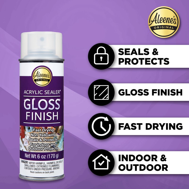 Clear Acrylic Spray Sealer Gloss 6 oz - Protective Finish for Crafts & Surfaces
