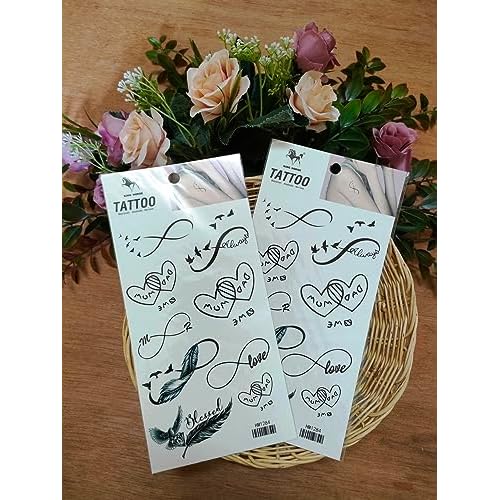 Black Infinity Birds Temporary Tattoo Sticker Decal Festival Sexy Body Paint Realistic Fake Waterproof Tattoos for Man Women (Pack 2 PCS.)