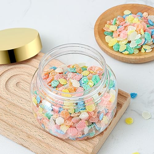 24 Pack 8 Oz Plastic Containers With Lids and Waterproof Label BPA Free - Refillable Transparent Cosmetic Containers for Body Butter,Sugar Scrubs,Cream,Lotions,Candy,Bath Salt (Gold, 8 oz)