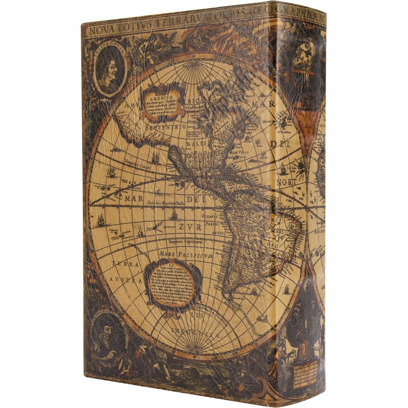 Antique Map Book Safe with Key Lock - Hidden Valuables Storage