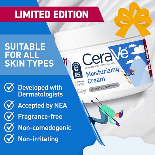 CeraVe Apr?s Ski Moisturizing Cream, Body and Face Moisturizer for Dry Skin, Hyaluronic Acid and Ceramides, Daily Moisturizer, Oil-Free, Fragrance Free, Non-Comedogenic, Limited Edition, 12 Ounce
