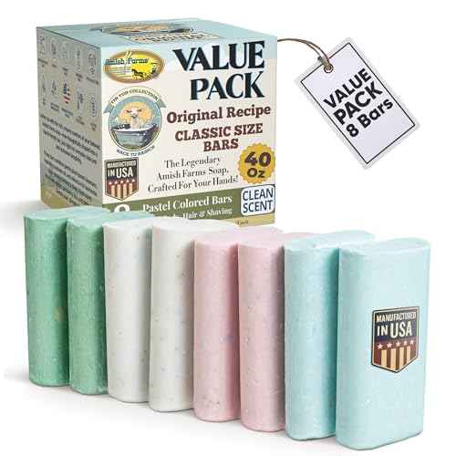 Amish Farms Soap Value Pack? 8 Easy-to-Grip Hydrating Bars (5 oz Each, 2.5 lb) | Cold-Process, USA Made for Sensitive Skin, Face, Hair & Body | Gentle Clean Scent Original Recipe ? Tin Tub Collection